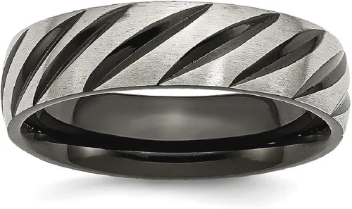Vista 9 de ICE CARATS Titanium Black 6mm Wedding Band Ring Man Fancy Fashion Jewelry For Dad Mens Gifts For Him