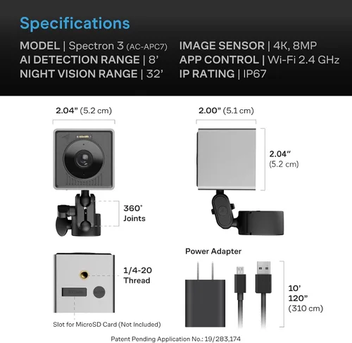 Vista 8 de AC Infinity SPECTRON 3, AI Grow Cam 4K, Monitoreo avanzado de salud vegetal