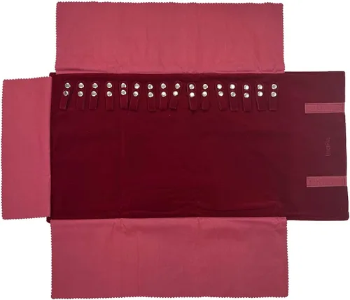 Vista 5 de UnionPlus Estuche de joyería de viaje, organizador de bolsas para collares, pulseras, color borgoña