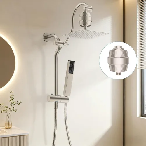 Vista 8 de Hibbent Filtro de ducha de alto rendimiento mejorado para agua dura, filtro de regadera de 20 etapas con vitamina C, elimina el cloro y el fluoruro