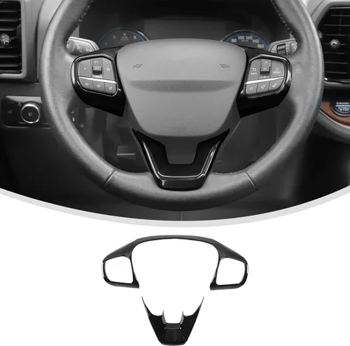 Vista 10 de Linskip Moldura de volante de fibra de carbono para Ford Bronco Sport 2025, 2024, 2023, 2022 2021, fundas para volante para Bronco Sport, accesorios