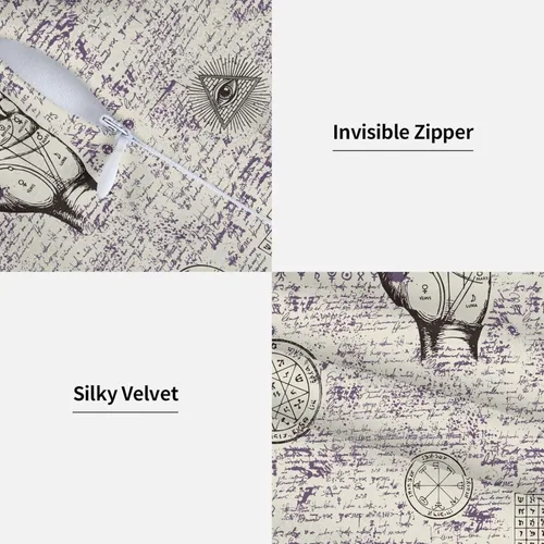 Vista 4 de Various Retro Symbols -Pillow Covers, 20"X20" Inch Velvet Soft Throw Pillow Covers, Cozy Fluffy Pillow Cases With Zipper, Decorative Square