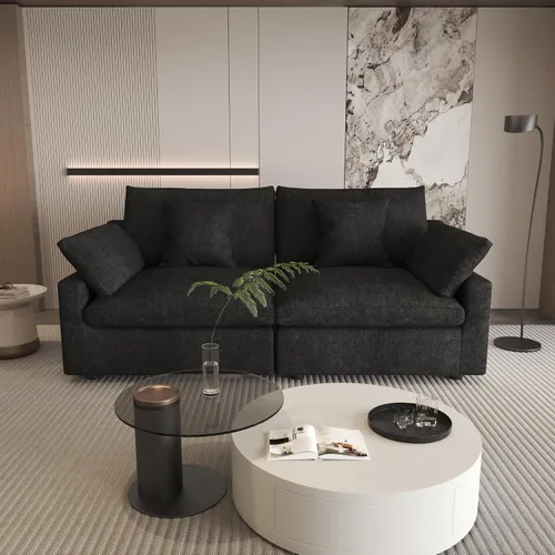 Vista 42 de WJShome Sofá Seccional Cloud Couch de 83 pulgadas para sala de estar, sofá seccional modular relleno de plumón, sofás en forma de L con otomana