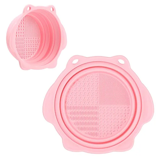 Vista 9 de Cuenco Limpiador de Brochas de Maquillaje Plegable de Silicona - Etercycle Herramienta de Limpieza Portátil para Brochas, Borlas de Polvo y Esponjas