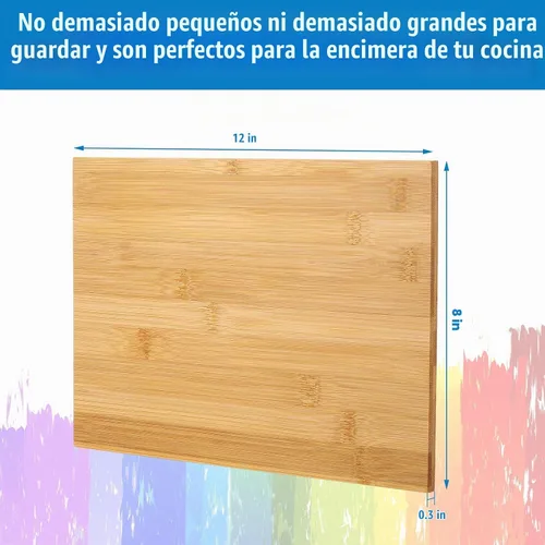 Vista 2 de 18 tablas de cortar de madera a granel, tablas de cortar de cocina grandes, juego de tablas de cortar de madera para cocina, carne, queso, pan