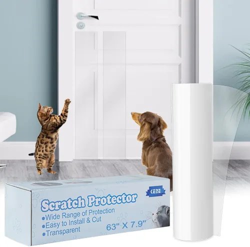 Vista 2 de KEBE Protector de arañazos para puerta, protege la pared de tus muebles con una cubierta transparente de alta calidad resistente para arañazos