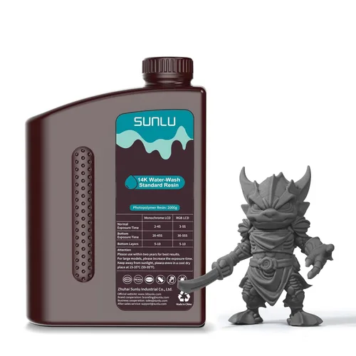 Vista 21 de SUNLU - Resina lavable al agua de 1000 g, resina de impresora 3D de curado rápido para impresoras 3D de resina LCD DLP SLA, resina de fotopolímero
