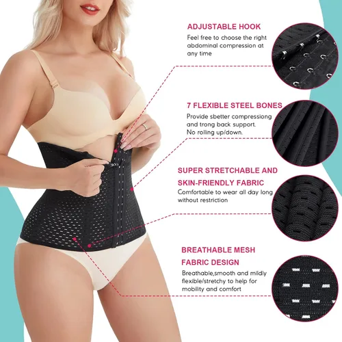 Vista 5 de LODAY Entrenador de cintura para mujer para bajar de peso deporte entrenamiento moldeador faja para el abdomen corsé debajo del busto