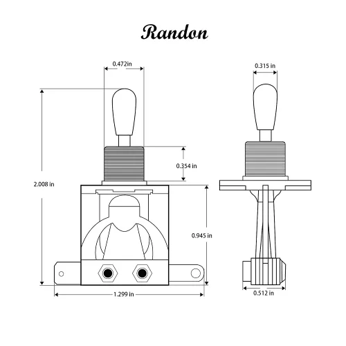 Vista 2 de Randon Interruptor de palanca de guitarra recta corta de 3 vías con tapas de perilla de punta compatible con Gibson Toggle Les Paul Electric Guitars