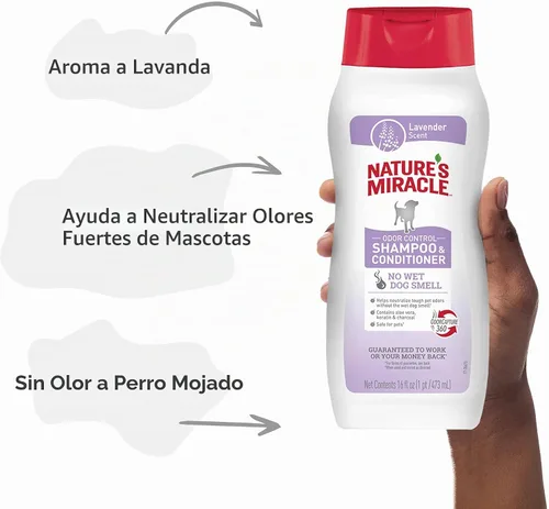 Vista 7 de Nature's Miracle Nature's Miracle - Champú y acondicionador para control de olores, 16 onzas, aroma a lavanda