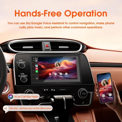 Vista 8 de Haudio Estéreo de coche de doble DIN, pantalla táctil HD de 7 pulgadas con Apple Carplay inalámbrico y Android Auto, Mirror Link, Bluetooth 5.4