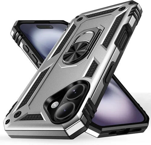 Vista 10 de Korecase Funda de teléfono para iPhone 16 con anillo de soporte, grado militar, a prueba de golpes, cuerpo completo, protección resistente para Negro