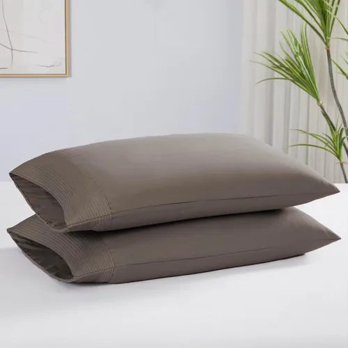 Vista 28 de Southshore Fine Linens® - Vilano® Springs - Par de fundas de almohada plisadas, color negro, estándar (Queen)