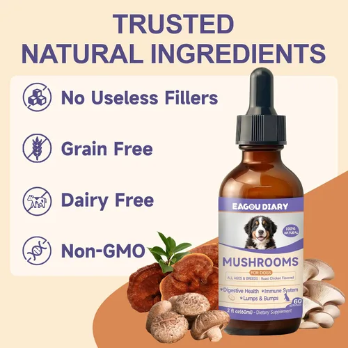 Vista 8 de Hongo para perros – 7 suplementos de hongos para perros, apoya la salud articular, cognición, celular e intestinal con melena de león, reishi, cola