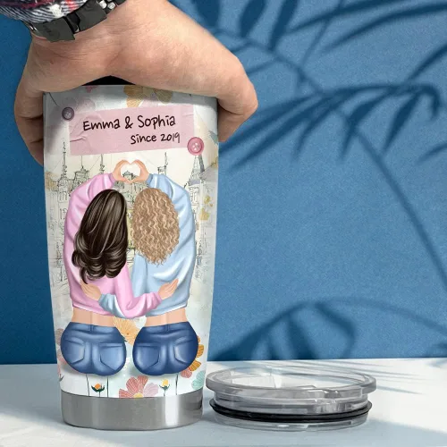Vista 5 de SANDJEST Vaso Personalizado para Mejores Amigas Para Mis Mejores Amigas Vasos de 20oz 30oz con Tapa Regalo para Mejores Amigas Mujer Niña Amistad