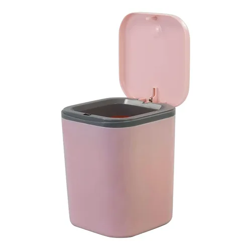 Vista 9 de Bringer Basurero de escritorio de 2 L, bote de basura pequeño de plástico de 0.5 galones con tapa, color negro