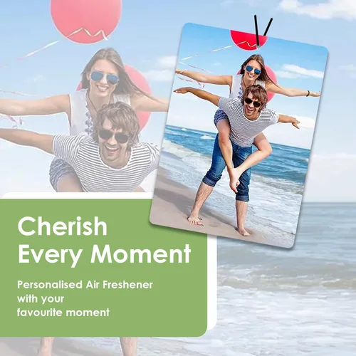 Vista 4 de Ambientador personalizado para automóvil – Ambientador de aire personalizado con foto de doble cara, ambientadores con olor con imagen para armario