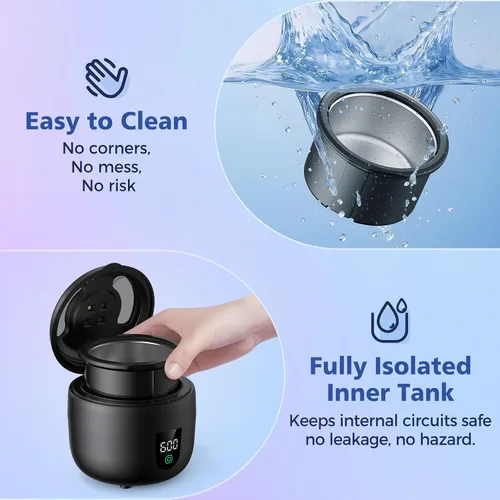 Vista 2 de Máquina Limpiadora Ultrasónica de Retenedores Impermeable con Tanque de Agua Removible de 180ml – Limpiador Ultrasónico de 45kHz para Protectores