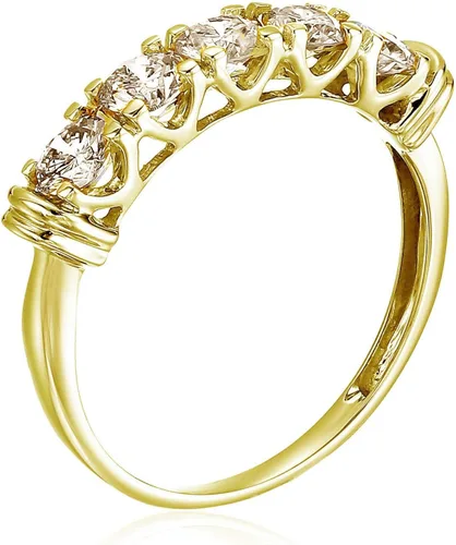 Vista 4 de Vir Jewels Anillo de compromiso con diamantes de 1 cttw certificado SI2-I1 de 5 piedras de oro amarillo de 14 quilates