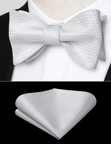 Vista 183 de HISDERN Pajaritas para hombre, diseño de lunares, corbatín y bolsillo cuadrado, clásico, esmoquin de negocios, boda, pajaritas, pañuelo