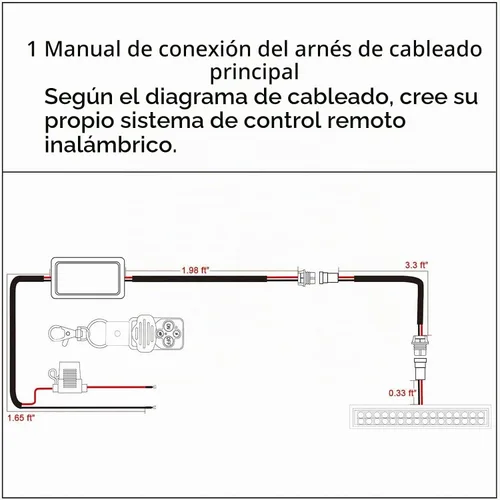 Vista 7 de Kit de arnés de cableado con control remoto inalámbrico para barra de luz LED de 12 V, soporta 1/2 cables, 4 modos