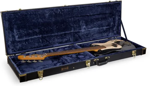 Vista 46 de Crossrock Estuche de madera para guitarra clásica de tamaño completo 4/4, diseño superior arqueado, interior de felpa, pestillos de metal Negro