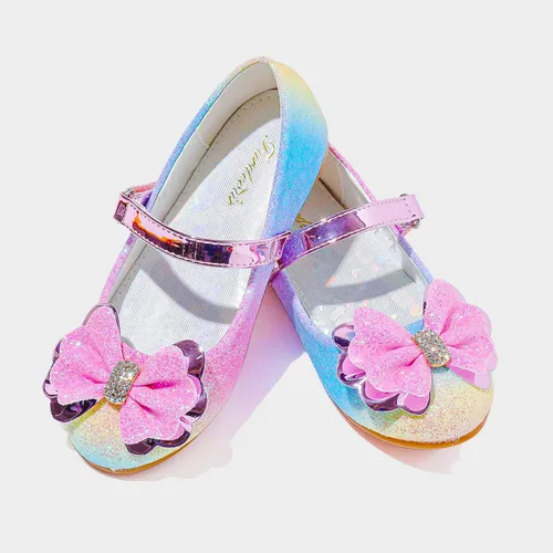 Vista 5 de Furdeour Girls Dress Shoes Mary Jane Flower Wedding Party Bridesmaids Shoes Glitter Princess Ballet Flats for Kid Toddler