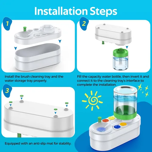 Vista 4 de Limpiador de pinceles: suministros de pintura para niños, estación de pintura, taza de enjuague de pincel de agua de pintura