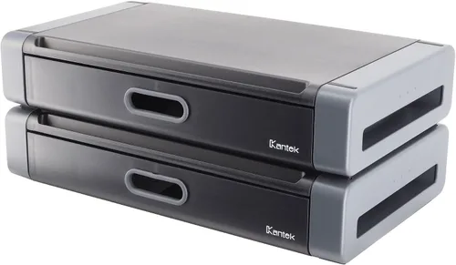 Vista 5 de Kantek Elevador de monitor con cajón y ranura para teléfono inteligente/tableta, 19 pulgadas de ancho x 11 pulgadas de profundidad x 4 pulgadas