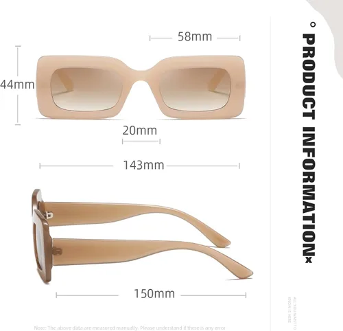 Vista 5 de TIANYESY Gafas de sol de moda para mujer y hombre, tonos cuadrados multicolor (jade suave+camello), Jade suave+camello