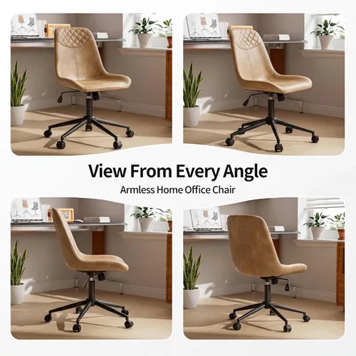 Vista 8 de DUHOME Silla de oficina moderna de cuero PU Silla de escritorio Silla giratoria para computadora Camel