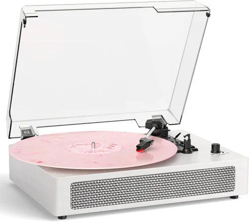Vista 13 de Tocadiscos de vinilo con Bluetooth y altavoces estéreo integrados, tocadiscos vintage de 3 velocidades con parada automática, salida RCA y entrada