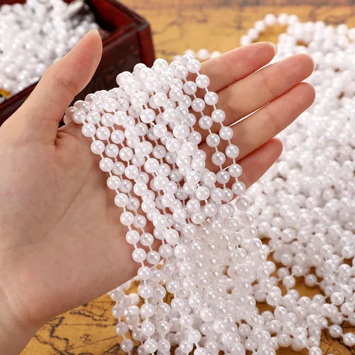 Vista 3 de Paquete de 36 collares largos de perlas falsas, joyería de disfraz a granel para mujer, perlas blancas de los años 20, collar con cuentas de perlas