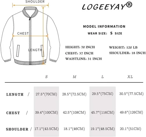Vista 7 de LOGEEYAR Chaqueta bomber para hombre, casual, ajustada, estampada, abrigo