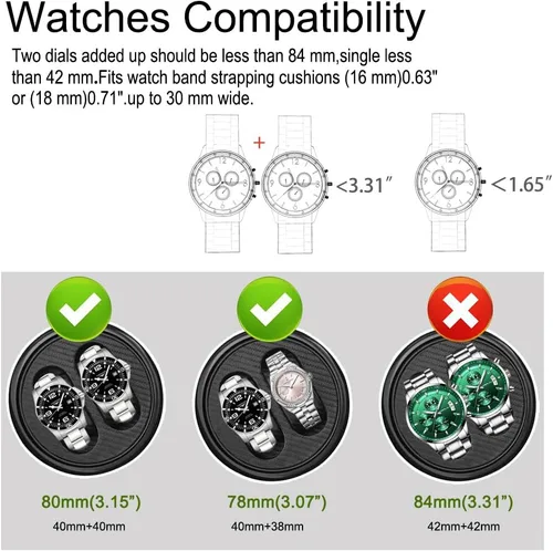 Vista 7 de J&T Technology Enrollador automático de reloj para 4 rotador de reloj + 6 almacenamiento de relojes, 2 modos de rotación, motor Mabuchi japonés