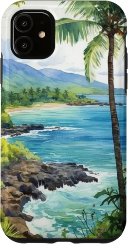 Vista 8 de Tropical Hawaii Forest Beach Ocean Art Aesthetic Case for iPhone 16