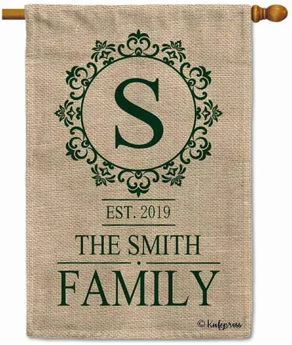 Vista 6 de Welcome Style Initial Garden Flag Snowflake Decor Customized Your Last Name 12.5X18 Inch Print Double Sided