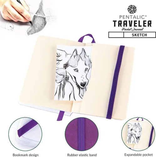 Vista 4 de Cuaderno de bocetos Travelers Dot Grid Pentalic Art, libre de ácidos