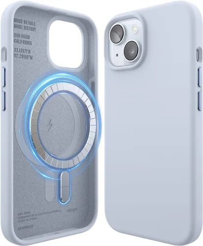 Vista 9 de elago - Carcasa magnética de silicona para iPhone 15, color negro Compatible con MagSafe, imanes integrados, silicona de agarre suave, a prueba