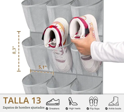 Vista 3 de MISSLO Organizador de zapatos colgante de doble cara con 30 bolsillos grandes para armario, con colgador giratorio, estantes colgantes para zapatos