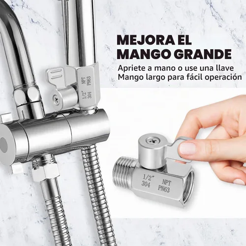 Vista 5 de Válvula de cierre del cabezal de ducha,304 Acero inoxidable 1/2 "Mini válvula de bola NPT Thread,Válvula de control de flujo de cabezal de ducha