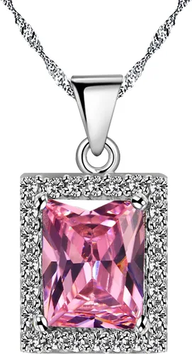 Vista 3 de Uloveido T483 - Juego de anillos solitarios, diseño de topacio místico, gran rectangular, para mujer, con clip