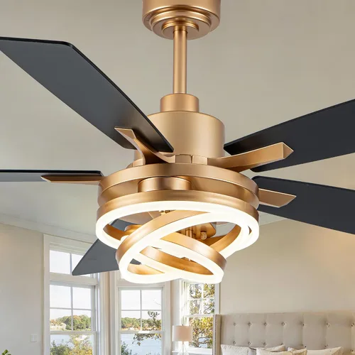 Vista 10 de Ventiladores de techo retráctiles de 42 pulgadas con luces ventilador de araña dorado moderno Gold Fandeier Ceiling Fans with Lights Quite DC