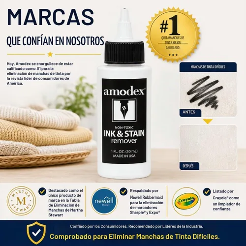 Vista 8 de Amodex - Removedor de tinta y manchas, botella de 1 oz