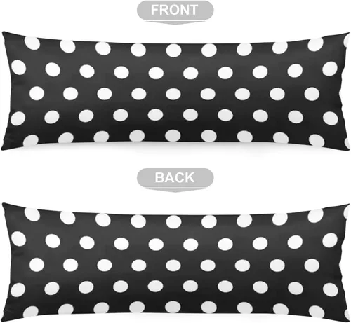 Vista 5 de Funda de almohada corporal de lunares en blanco y negro, funda de almohada larga abstracta con cremallera, funda de almohada decorativa suave