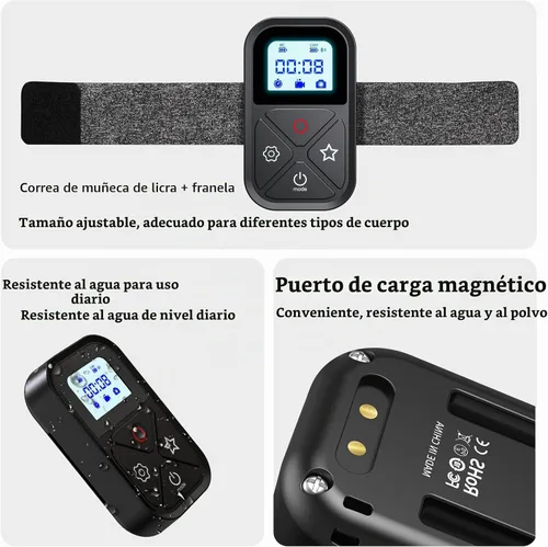 Vista 6 de Remote Control for GoPro, TELESIN Magnetic Wireless Remote Controller with LCD Display Wrist Strap for Go Pro Max GoPro Mini Hero 12 11 10 9 8 Bike