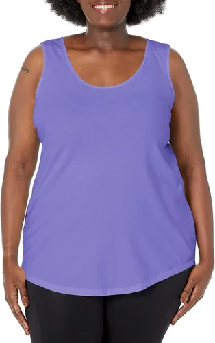 Vista 8 de Just My Size, Camiseta sin mangas de tiras de algodón jersey de talla extra para mujer, Camisas sin mangas de talla grande Negro