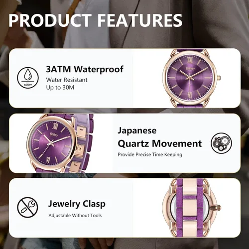Vista 3 de Bisley Watch for Women Waterproof Watch Roman Numerals Analog Ladies Watches
