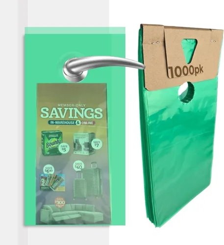 Vista 10 de Paquete de 100 bolsas de plástico para colgar puertas, 6 x 12 pulgadas Transparente