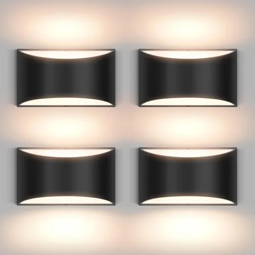Vista 11 de Juego de 2 apliques de pared LED modernos negros con cable para interiores, luces de montaje en pared arriba y abajo, para sala de estar